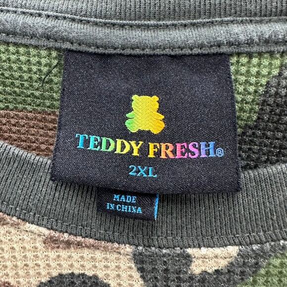 Teddy Fresh Men's 2XL Long Sleeve Camo Waffle Fabric Casual Streetwear Style - Picture 5 of 11